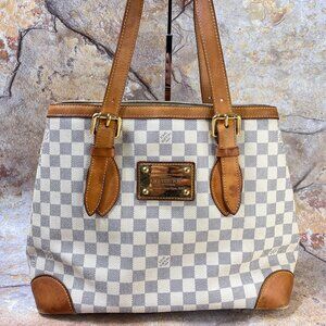 Louis Vuitton Hampstead MM Tote Bag Damier Azur Ebene Shoulder Bag